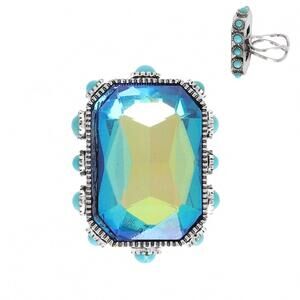 NEW SOPHIA COLLECTION women's crystal adjustable ring in blue octagon